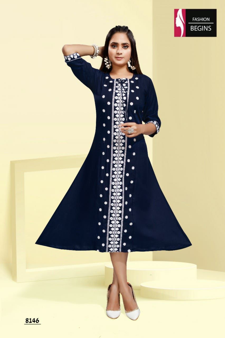 Lata Fashion begins Fancy Ethnic Wear Rayon Designer Kurti Collection